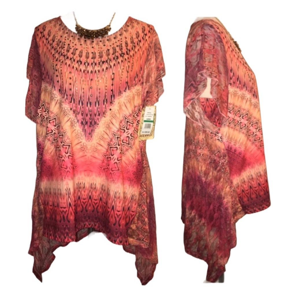 One World Peasant Boho Gypsy Coachella Top - Picture 5 of 5